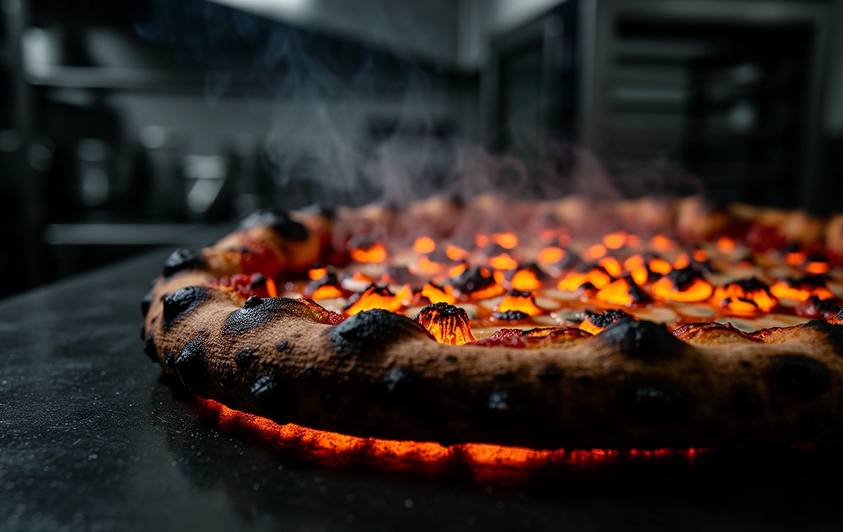 Fresh pizza char texture